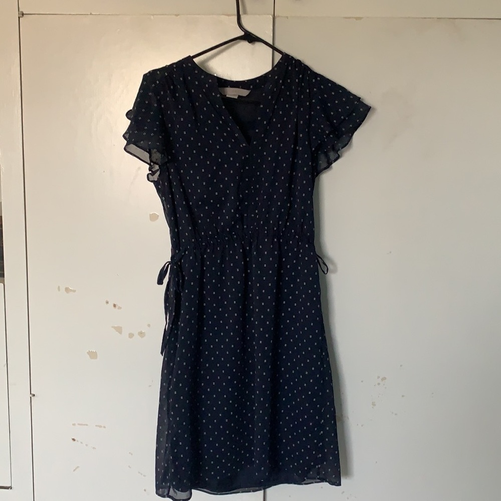 H&M Navy Blue Patterned Dress, Size 4 (US)